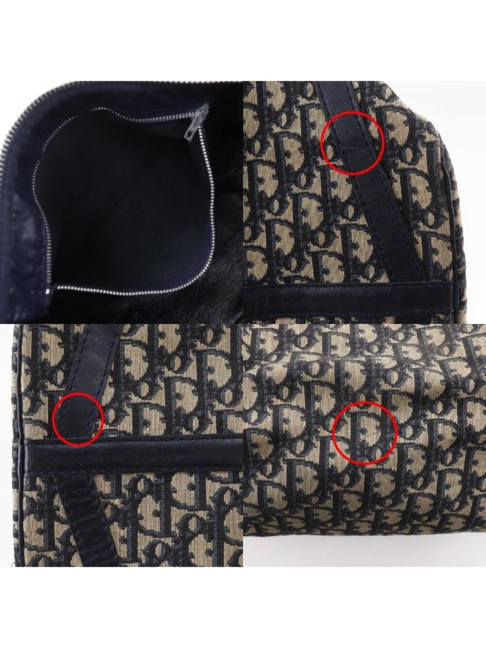 Dior Mini Boston Trotter Vintage Canvas Navy Handbag - Picture 7 of 10